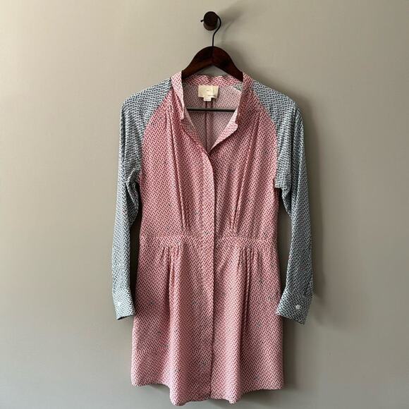 GUC BOY. BAND OF OUTSIDERS 100% SILK PRINTED BUTTON DOWN DRESS SIZE 1 - Picture 1 of 15